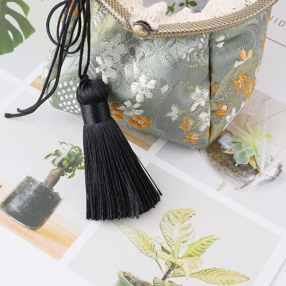 Embroider Coin Purse Vintage Wallets Canvas Change Pouch Floral Trinkets Small K - Picture 9 of 9